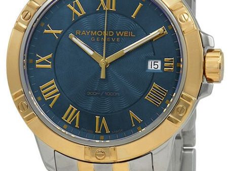 Raymond Weil Tango Two-Tone Stainless Steel Blue Dial Date Divers Quartz Mens Watch 8160-STP-00508 on Sale