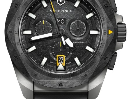 Victorinox Swiss Army I.N.O.X. Chronograph Titanium Black Dial Black Rubber Strap Day Date Divers Quartz Mens Watch 242011 Sale