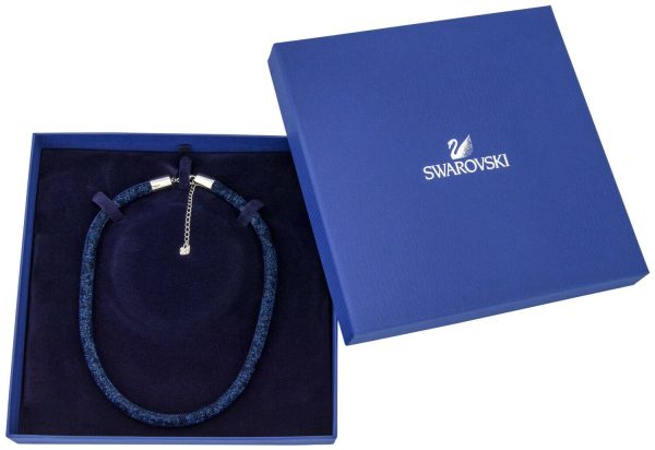 Swarovski Stardust Dark Blue Nylon Fishnet Tube Crystal Necklace for Women 5127503 For Cheap