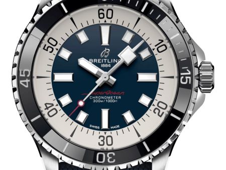 Breitling Superocean Automatic Chronometer Stainless Steel Blue Dial Blue Rubber Strap Divers Mens Watch A17376211C1S1 For Cheap