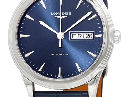 Longines Flagship Automatic Stainless Steel Blue Dial Blue Leather Strap Day Date Mens Watch L4.899.4.92.2 Online