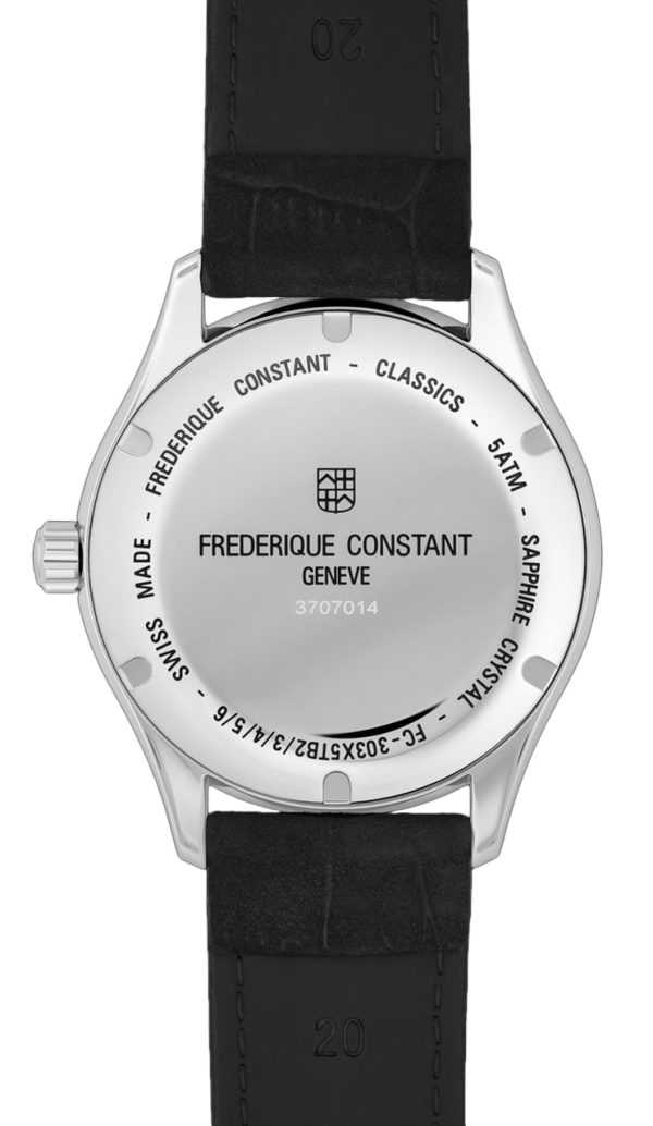 Frederique Constant Classics Index Automatic Stainless Steel Black Dial Black Leather Strap Date Mens Watch FC-303NB5B6 Online Sale