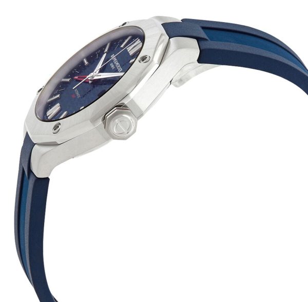 Baume & Mercier Riviera Automatic GMT Stainless Steel Blue Dial Blue Rubber Strap Date Mens Watch M0A10659 For Discount