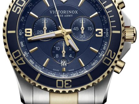 Victorinox Swiss Army Maverick Chronograph Two-Tone Stainless Steel Blue Dial Date Mens Watch 241791 Online now