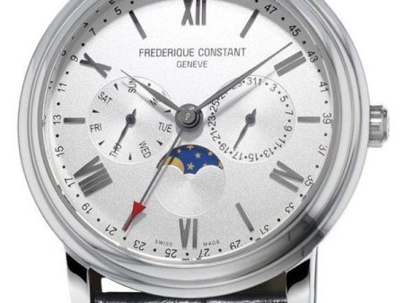 Frederique Constant Persuasion Classics Business Timer Moonphase Day Date Black Leather Mens Watch FC-270SW4P6 Sale