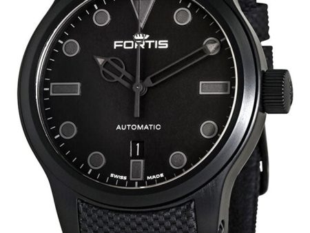 Fortis Shoreliner Vik Beach Automatic Black PVD Black Dial Black Textile Strap Date Divers Mens Watch F4020003 Sale