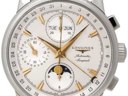 Longines Conquest Heritage Automatic Chronograph Moonphase Silver Dial Day-Date-Month Mens Watch L1.642.4.77.2 Online Hot Sale