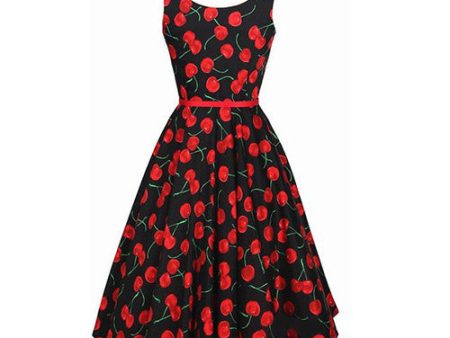 Luouse Vintage Cherry Rockabilly Bombshell Halter Pinup Swing Women s Dress Discount