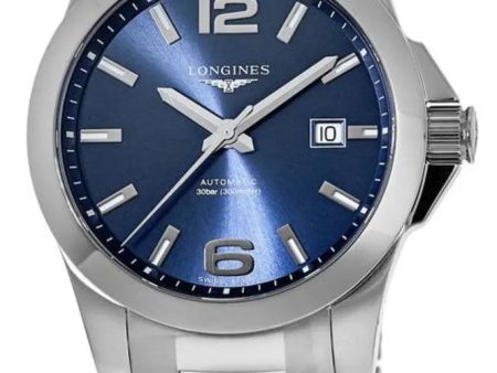 Longines Conquest Automatic Stainless Steel Blue Dial Date Divers Mens Watch L3.778.4.96.6 Fashion