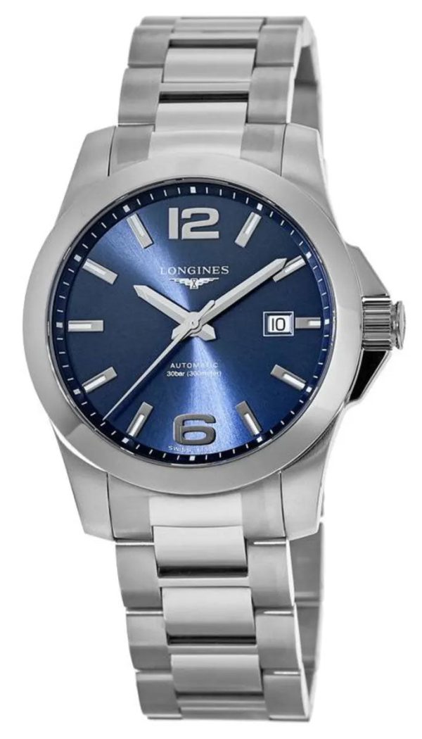 Longines Conquest Automatic Stainless Steel Blue Dial Date Divers Mens Watch L3.778.4.96.6 Fashion