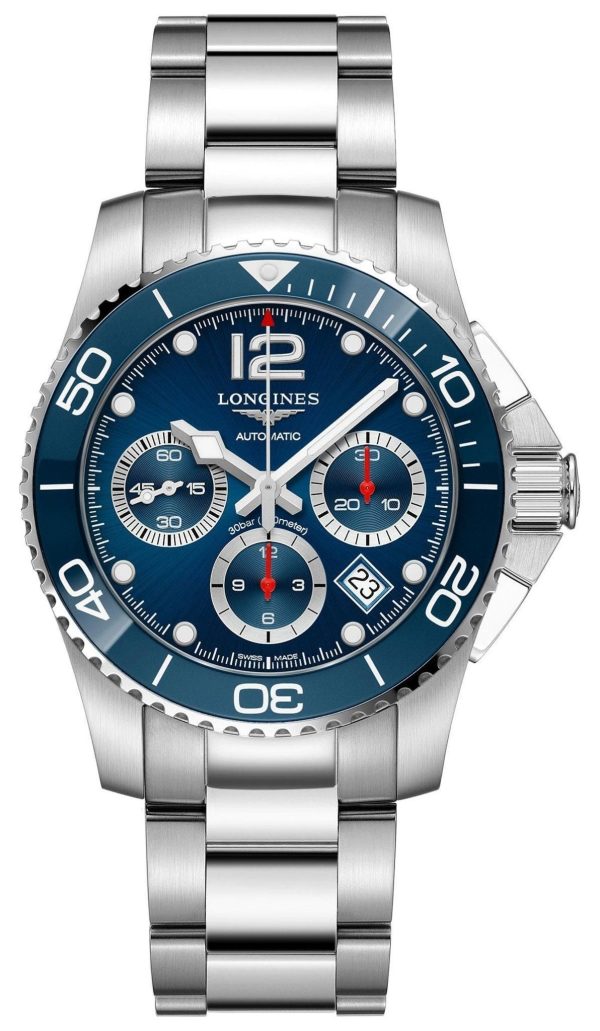 Longines HydroConquest Automatic Chronograph Stainless Steel Blue Dial Date Divers Mens Watch L3.783.4.96.6 Online Hot Sale