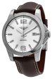 Longines Conquest Automatic Stainless Steel Silver Dial Brown Leather Strap Date Divers Mens Watch L3.777.4.76.5 For Cheap