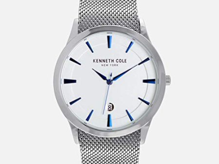 Kenneth Cole New York Stainless Steel Blue Hands Quartz Mesh Band Mens Watch - KC50490005 For Cheap