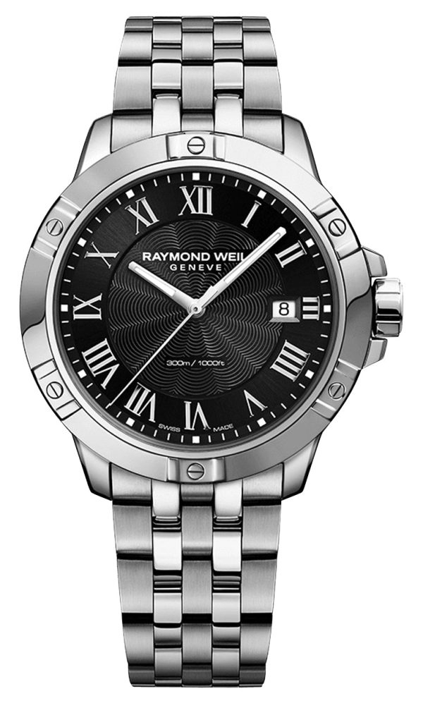 Raymond Weil Tango Stainless Steel Black Dial Date Divers Quartz Mens Watch 8160-ST-00208 Discount