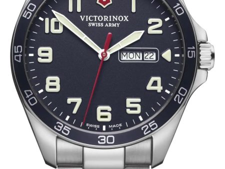 Victorinox Swiss Army Fieldforce Stainless Steel Blue Dial Day Date Quartz Mens Watch 241851 Sale