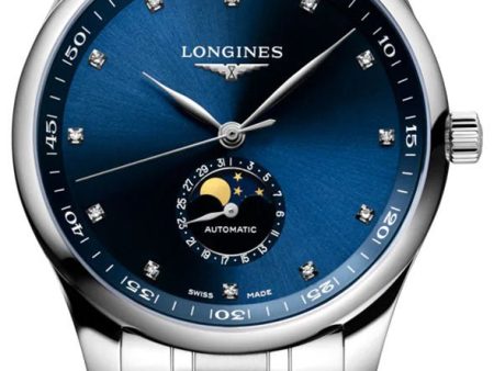 Longines Master Collection Automatic Moonphase Date Blue Dial Diamonds Stainless Steel Men s Watch L2.919.4.97.6 Online now