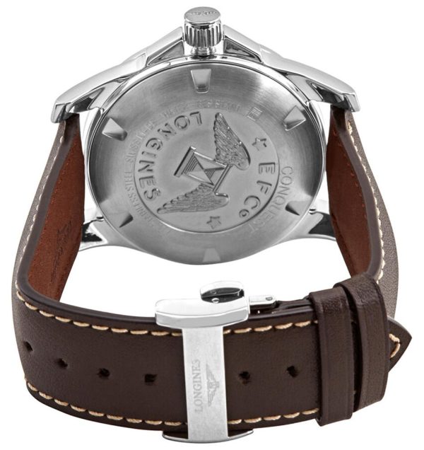 Longines Conquest Automatic Stainless Steel Silver Dial Brown Leather Strap Date Divers Mens Watch L3.777.4.76.5 For Cheap