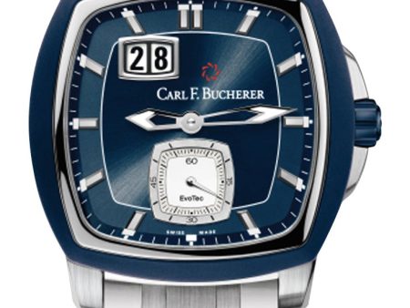 Carl F. Bucherer Patravi EvoTec BigDate Automatic Stainless Steel Blue Dial Mens Watch 00.10628.13.53.21 Supply