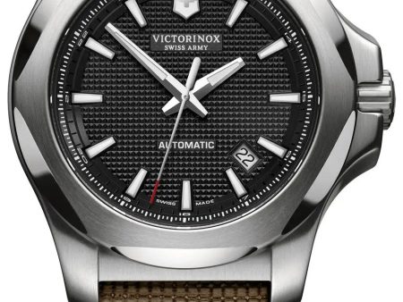 Victorinox Swiss Army I.N.O.X. Mechanical Stainless Steel Mens Strap Watch Black Dial Date 241836 Discount