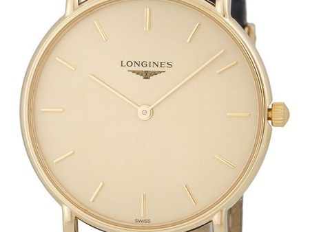 Longines Presence 18kt Solid Gold Mens Strap Luxury Swiss Quartz Watch L4.802.6.32.2 Hot on Sale