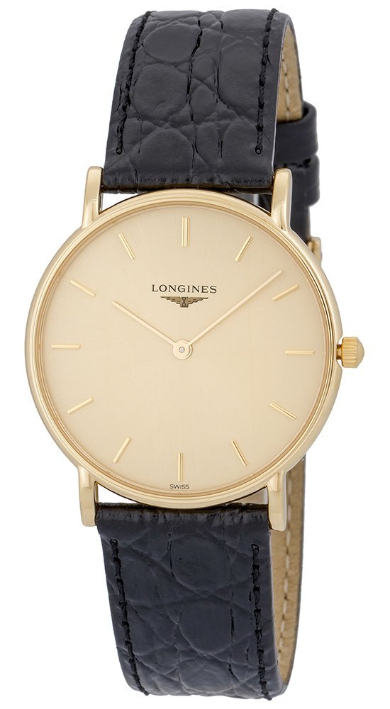 Longines Presence 18kt Solid Gold Mens Strap Luxury Swiss Quartz Watch L4.802.6.32.2 Hot on Sale