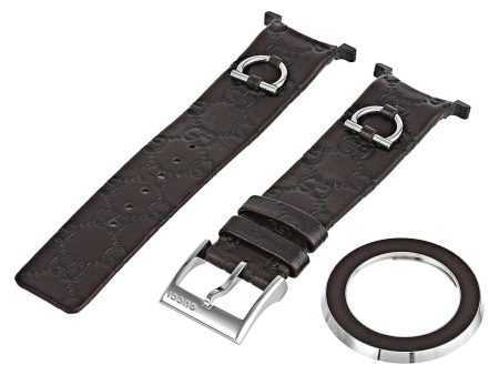 Gucci U-Play Kit 129 Medium Brown Leather Watch Strap and Matching Brown Steel Bezel YFA50012 Online now