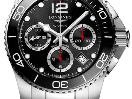 Longines HydroConquest Automatic Chronograph Stainless Steel Black Dial Date Divers Mens Watch L3.783.4.56.6 For Cheap