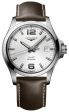 Longines Conquest V.H.P. Stainless Steel Silver Dial Brown Leather Strap Date Quartz Mens Watch L3.726.4.76.4 on Sale