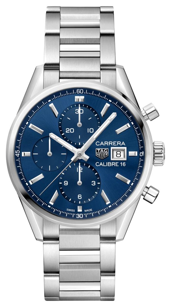 TAG Heuer Carrera Automatic Chronograph Stainless Steel Blue Dial Date Mens Watch CBK2112.BA0715 Fashion