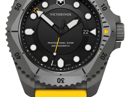 Victorinox Swiss Army Dive Pro Gray Titanium Black Dial Yellow Rubber Strap Date Divers Quartz Mens Watch 241992 Cheap