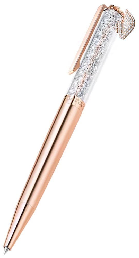 Swarovski Crystalline Rose Gold Plated Crystal-Filled Ballpoint Pen with Swan Charm 5479552 Online now