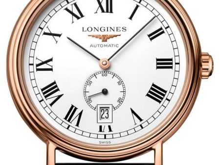 Longines Presence Automatic Rose Gold PVD White Dial Black Leather Strap Date Mens Watch L4.904.1.11.2 Supply