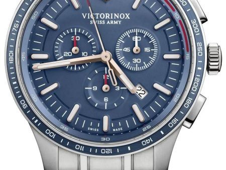 Victorinox Swiss Army Alliance Sport Chronograph Stainless Steel Blue Dial Date Mens Watch 241817 Supply