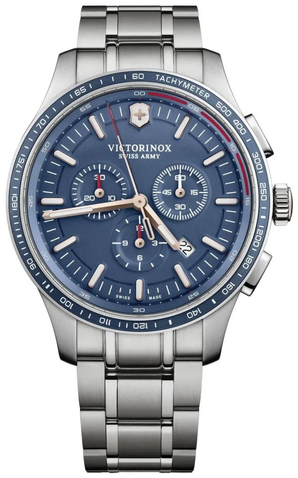 Victorinox Swiss Army Alliance Sport Chronograph Stainless Steel Blue Dial Date Mens Watch 241817 Supply