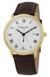 Frederique Constant Slimline Silver Dial Gold Tone Steel Brown Leather Strap Quartz Mens Watch FC-245M5S5 on Sale