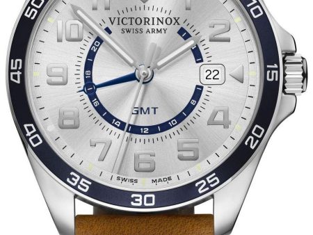 Victorinox Swiss Army FieldForce Classic GMT Caramel Leather Silver Dial Date Mens Watch 241931 Cheap