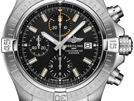 Breitling Avenger Automatic Chronograph Stainless Steel Black Dial Leather Strap Date Mens Watch A13317101B1X1 on Sale