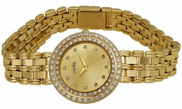 Condor 14kt Gold & Diamond Womens Luxury Swiss Watch Quartz CDRVCH For Sale