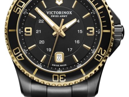 Victorinox Swiss Army Maverick Large Black Stainless Steel Black Dial Date Quartz Mens Watch 241884 Online Hot Sale