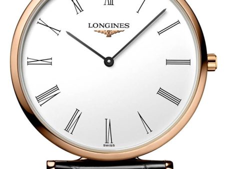 Longines La Grand Classique Rose Gold PVD White Dial Black Leather Strap Quartz Womens Watch L4.709.1.21.2 Online now