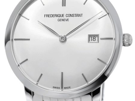 Frederique Constant Slimline Automatic Stainless Steel Mens Watch Silver Dial Calendar FC-306S4S6B Hot on Sale