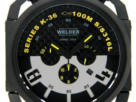 Welder by U-boat K36 Chronograph Black Ion-Plated Steel Mens Watch Rubber Strap K36-2402 Hot on Sale