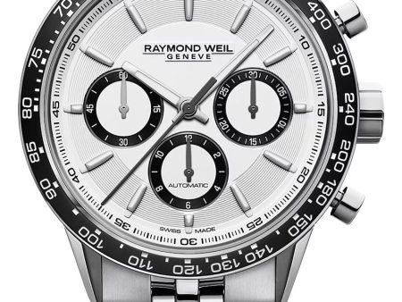 Raymond Weil Freelancer Automatic Chronograph Stainless Steel White Dial Mens Watch 7741-ST1-30021 For Sale