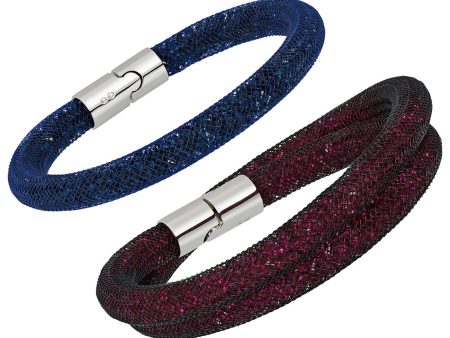 Swarovski Stardust Exclusive Edition 5102847 Fuchsia & Blue Crystal Set of 2 Bracelets for Women with Magnetic Clasp For Sale