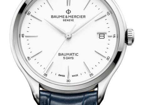 Baume & Mercier Clifton Baumatic Automatic Steel White Dial Mens Strap Watch M0A10398 Online