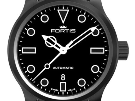 Fortis Shoreliner Vik Beach Automatic Black PVD Black Dial Black Textile Strap Date Divers Mens Watch F4020002 Sale