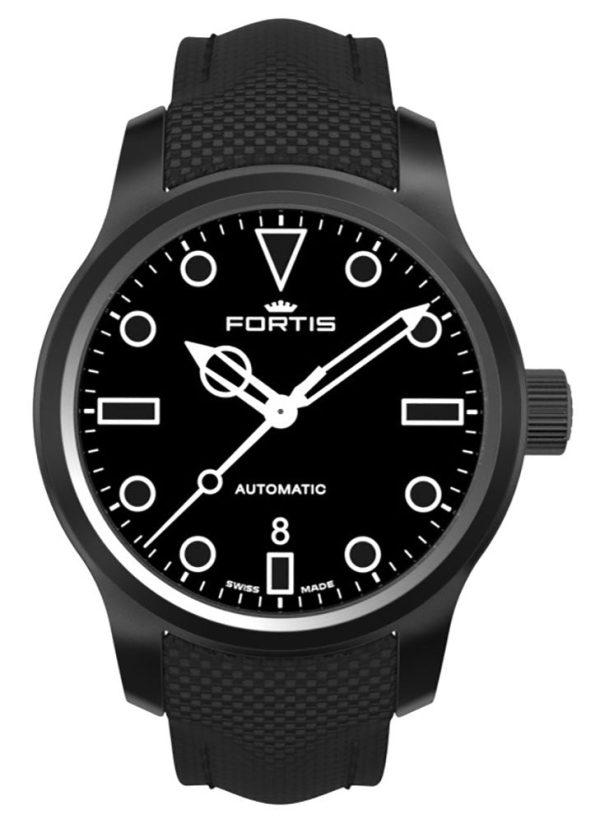 Fortis Shoreliner Vik Beach Automatic Black PVD Black Dial Black Textile Strap Date Divers Mens Watch F4020002 Sale