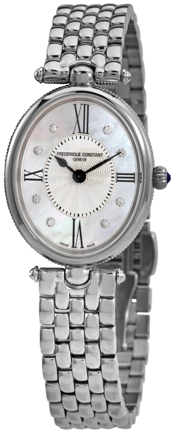 Frederique Constant Classics Art Deco Stainless Steel Oval Case Mother-of-Pearl Dial Diamonds Quartz Womens Watch FC-200RMPW2V6B Discount