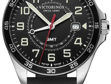 Victorinox Swiss Army FieldForce GMT Dual Time Zone Stainless Steel Mens Strap Watch Calendar 241895 Discount