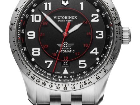 Victorinox Swiss Army Airboss Mechanical Automatic Stainless Steel Black Dial Date Mens Watch 241888 For Discount